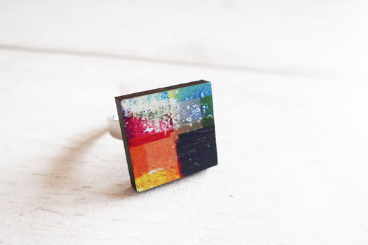 Colorful square ring on a white background