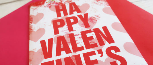 Valentines Love Hearts Card: Modern Pink Red Paper Design