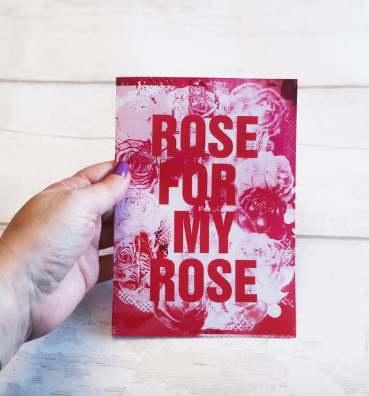 Pink Rose Card: Contemporary Pink and Red Heart Modern Paper Design