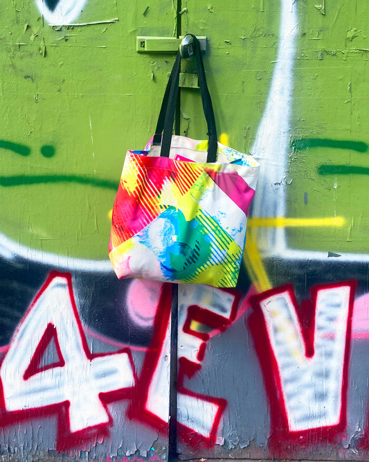 Colourful rainbow abstract roomy canvas tote bag