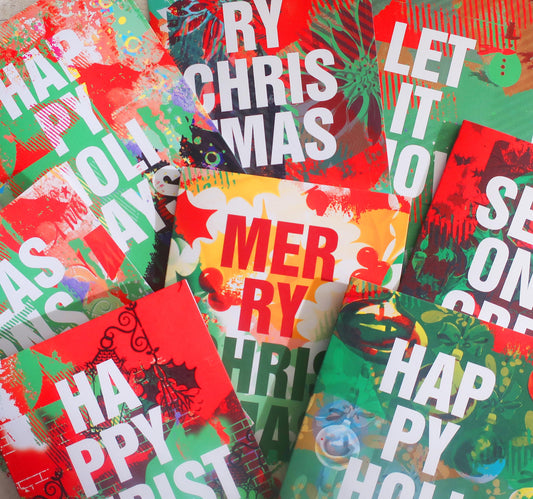 8 Christmas cards holiday bundle, greetings card pack