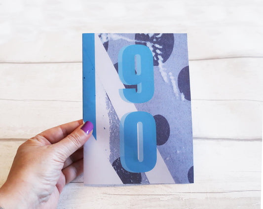 Happy 90th Birthday Card, Modern Graphic Distressed Card, Milestone Edgy Grunge Style