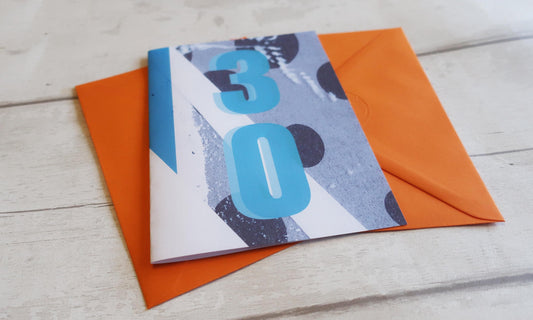 Blue 30th Birthday Card: Bold Graphic Design for 30 year old