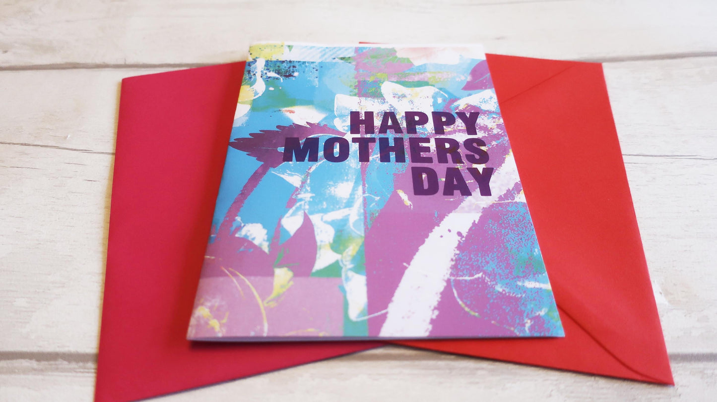 Modern Purple Mothers Day Card, Floral Card for Mum