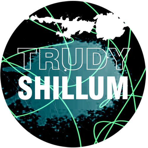 Circular logo with 'Trudy Shillum' text over a dark background with green lines.