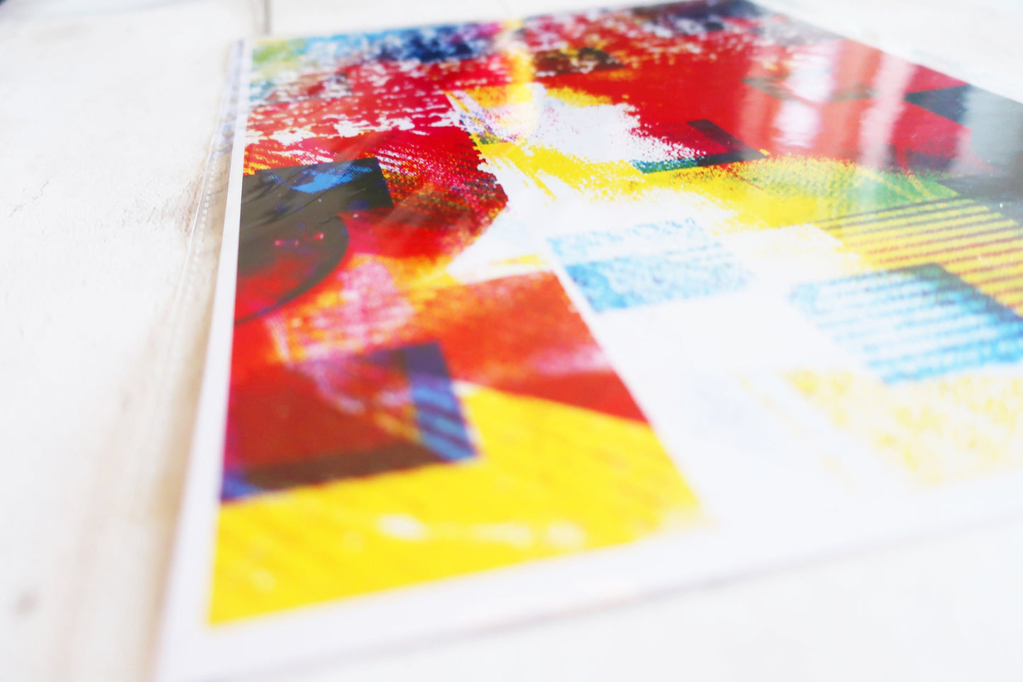 Colorful abstract art print  on a white surface