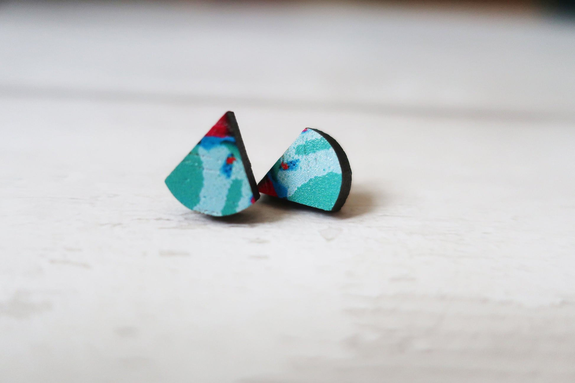 Pair of earrings on a white background