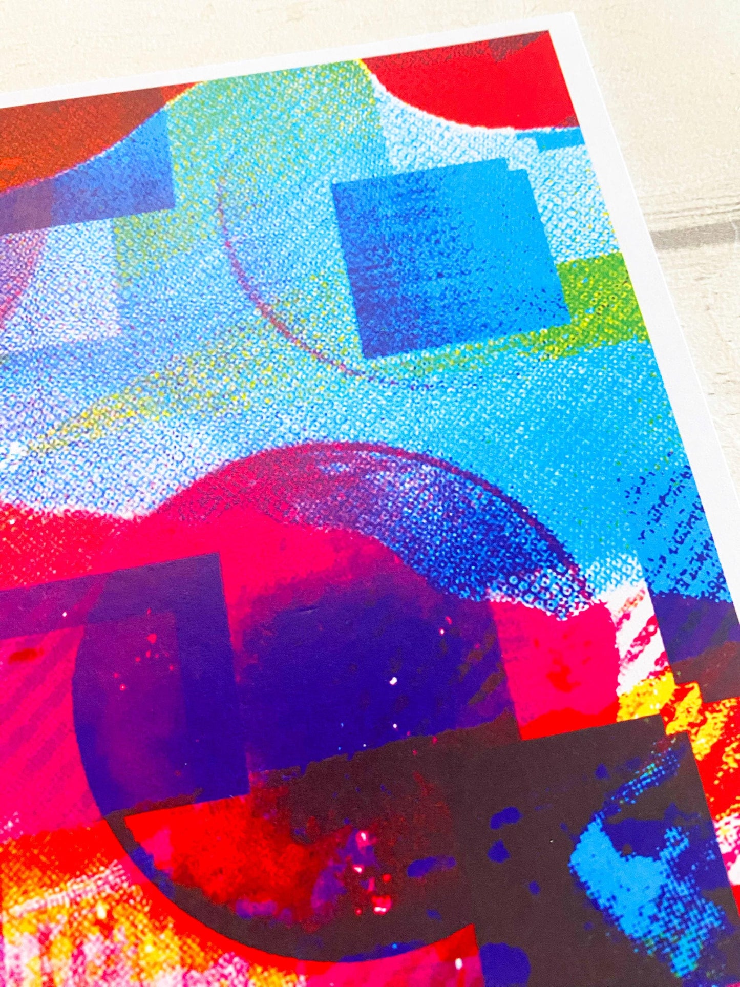 Colorful abstract art print on a white background