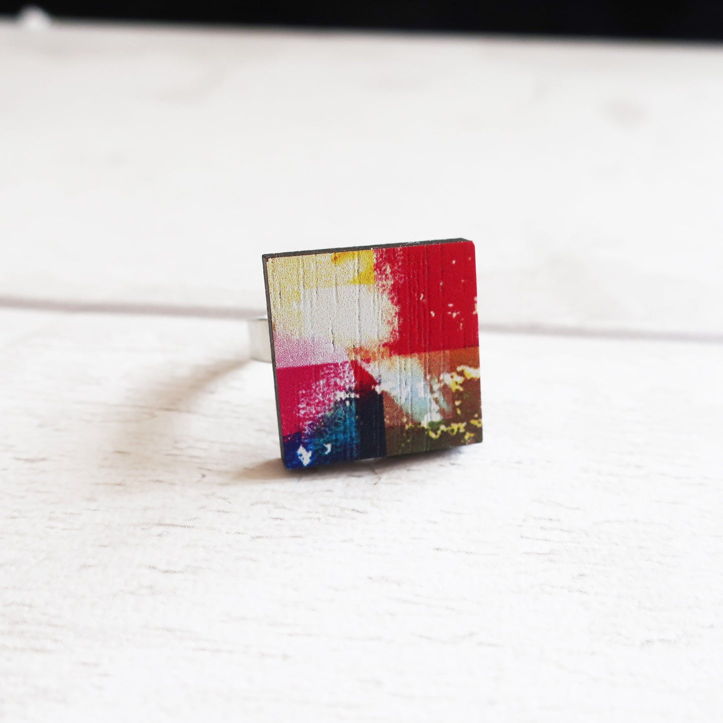 Colorful square ring on a white background