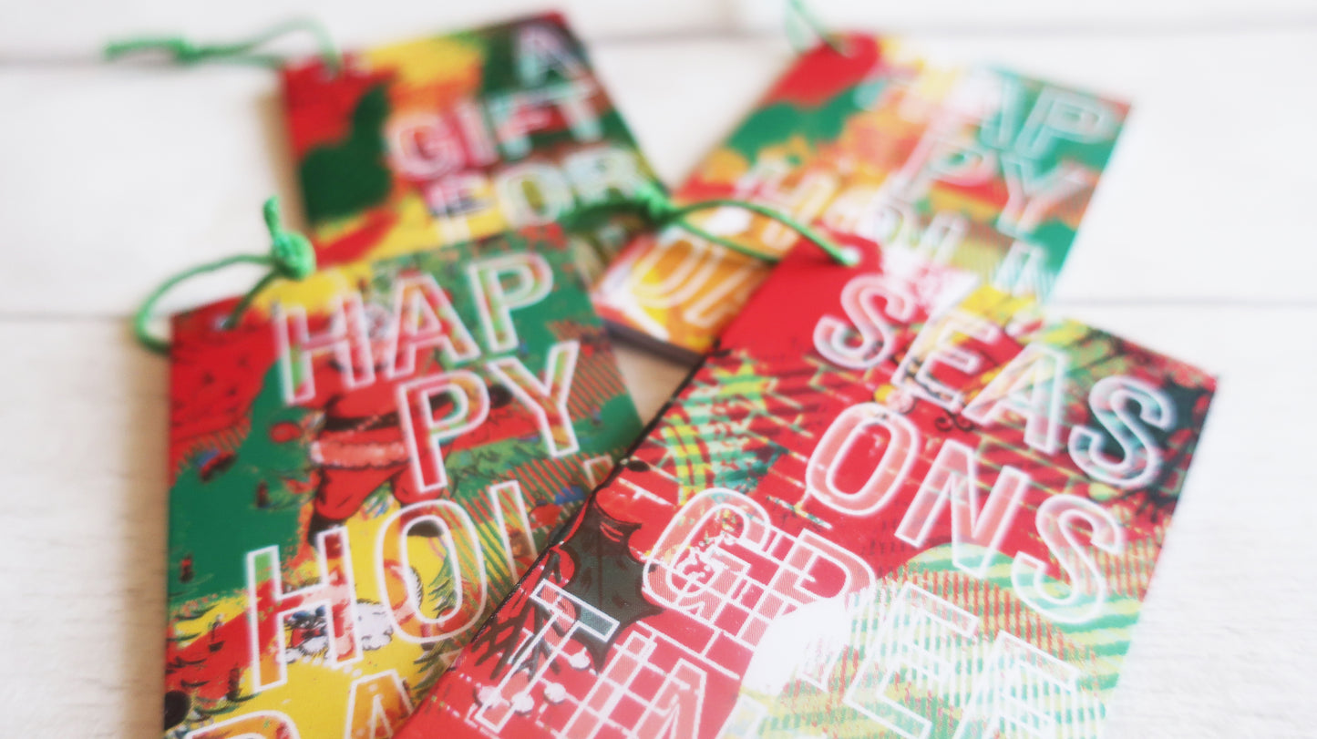 a set of 4 Christmas gift tags
