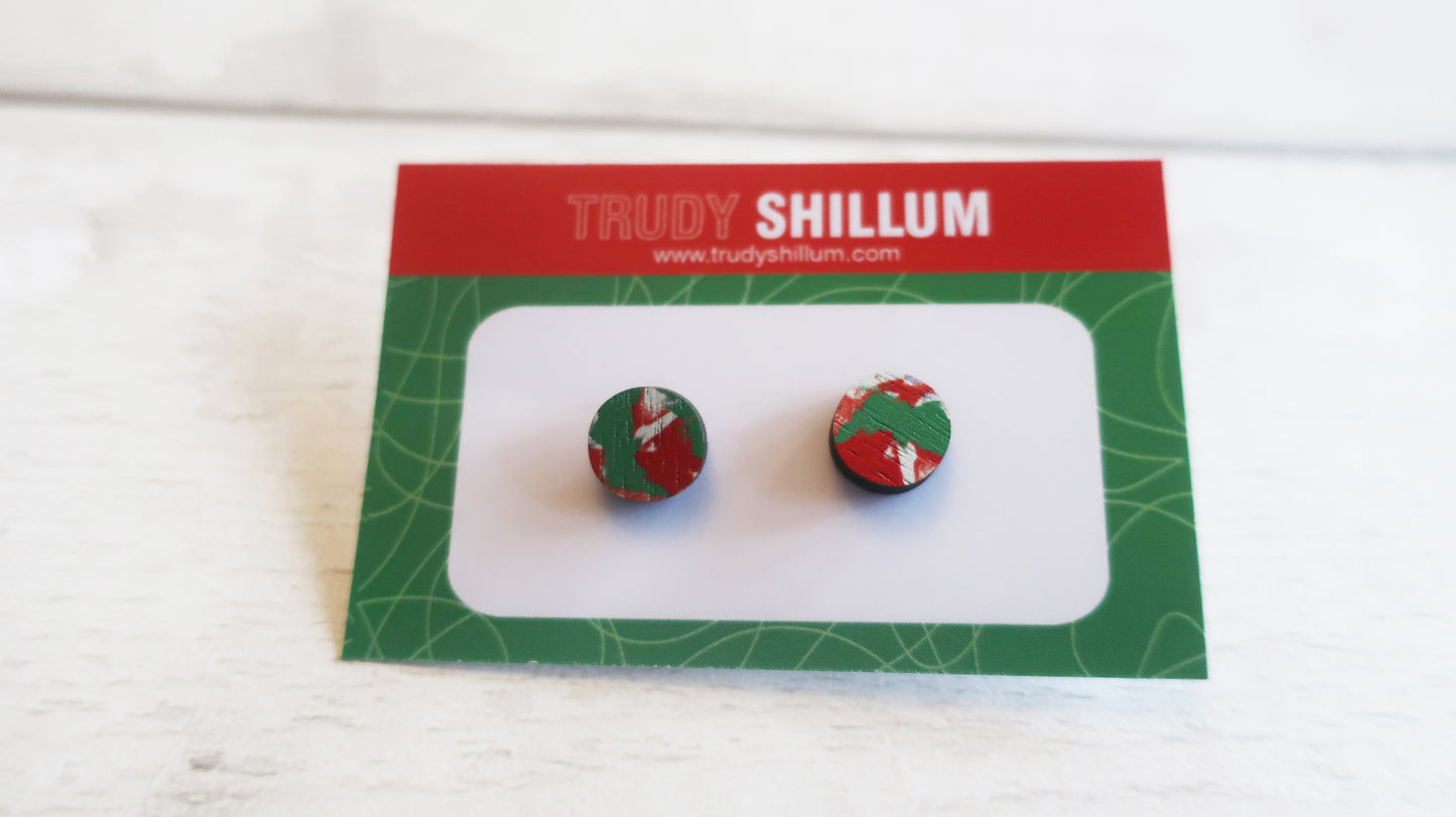 Pair of Christmas earrings on a branded backing card