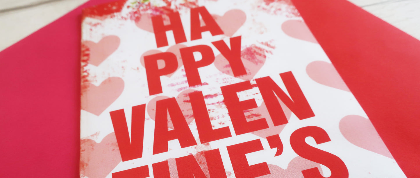 Valentines Love Hearts Card: Modern Pink Red Paper Design