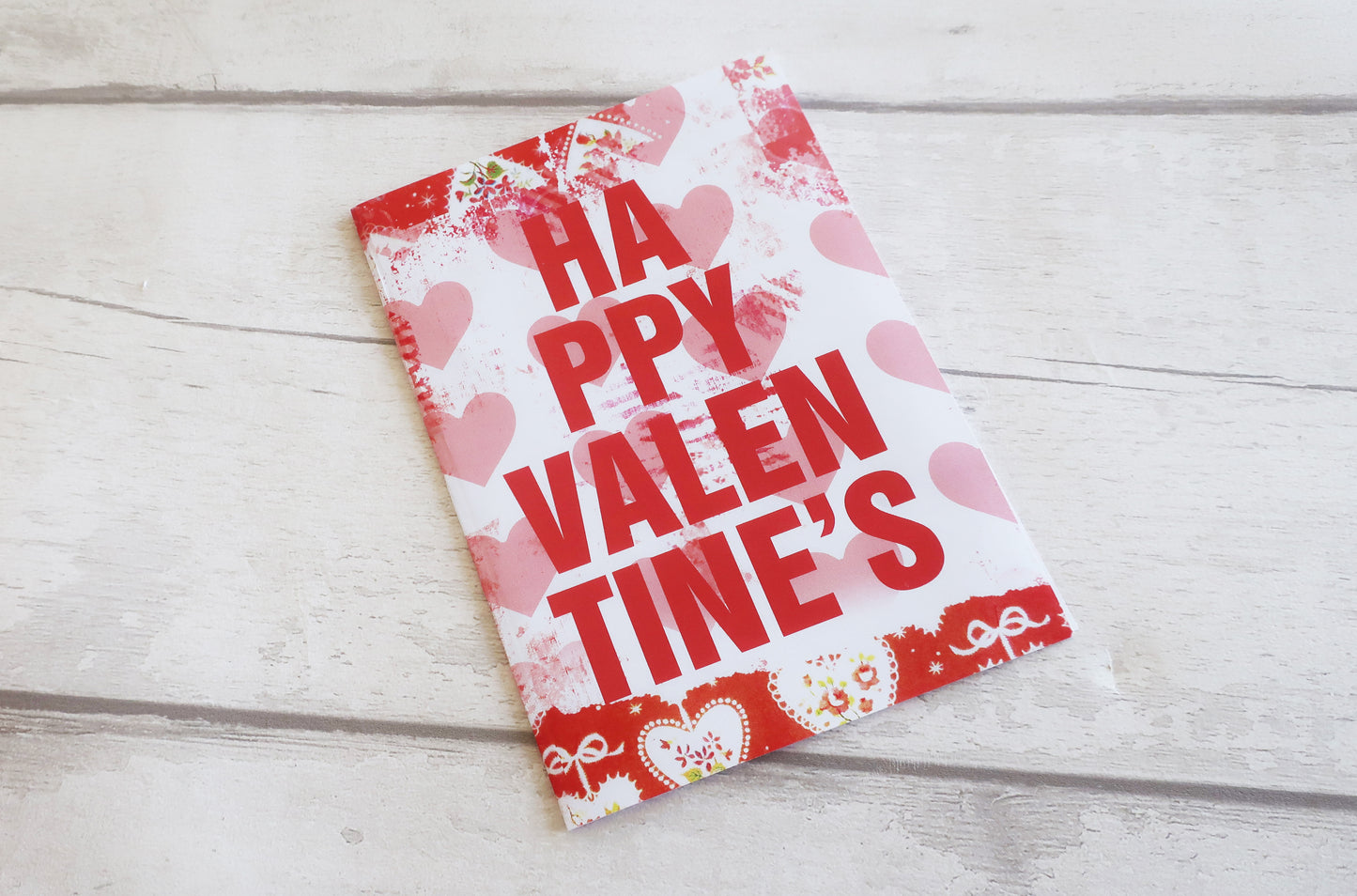 Valentines Love Hearts Card: Modern Pink Red Paper Design