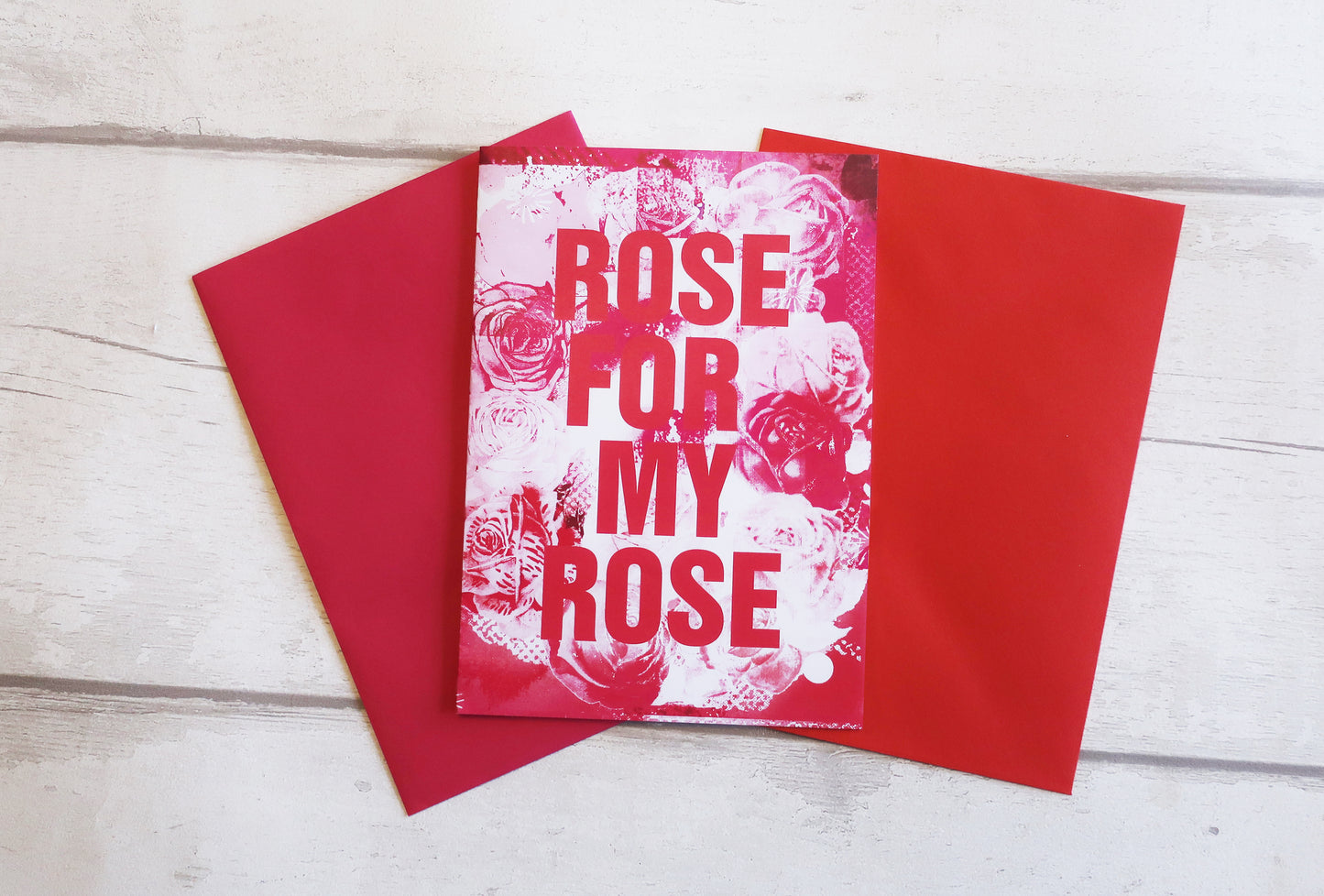 Pink Rose Card: Contemporary Pink and Red Heart Modern Paper Design