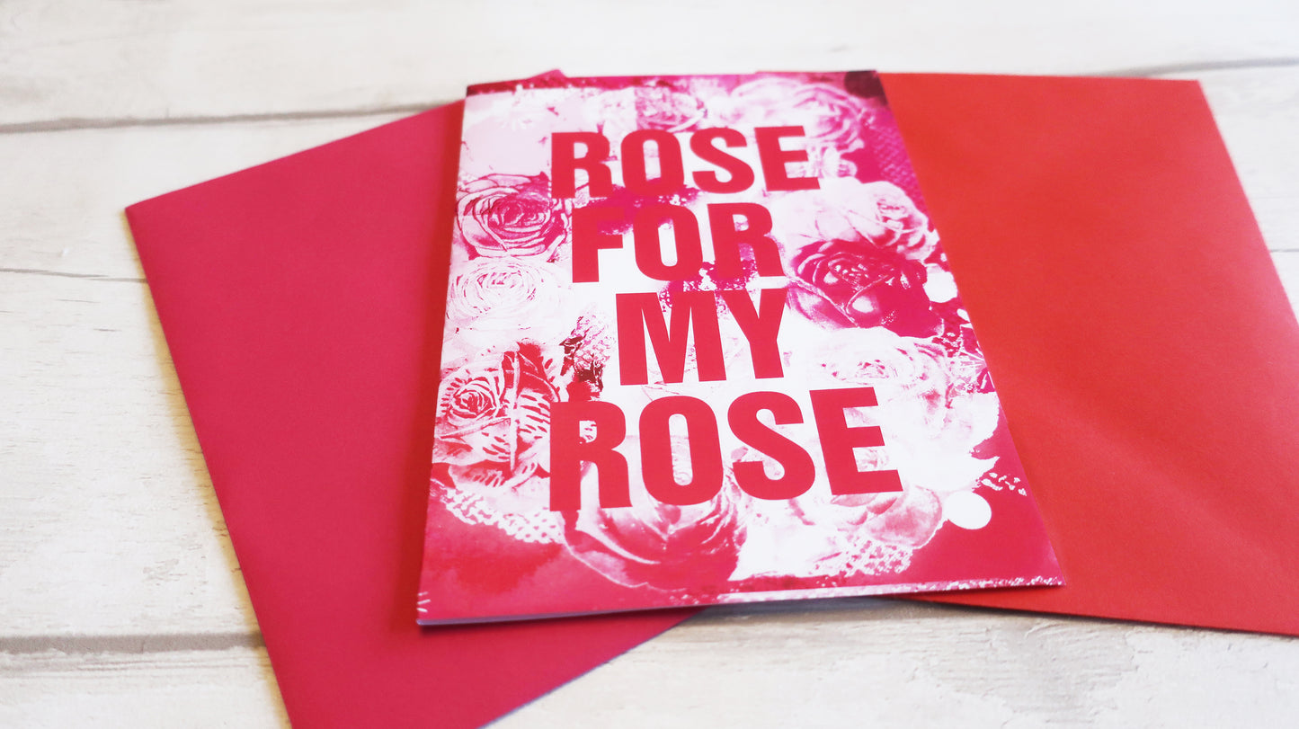 Pink Rose Card: Contemporary Pink and Red Heart Modern Paper Design