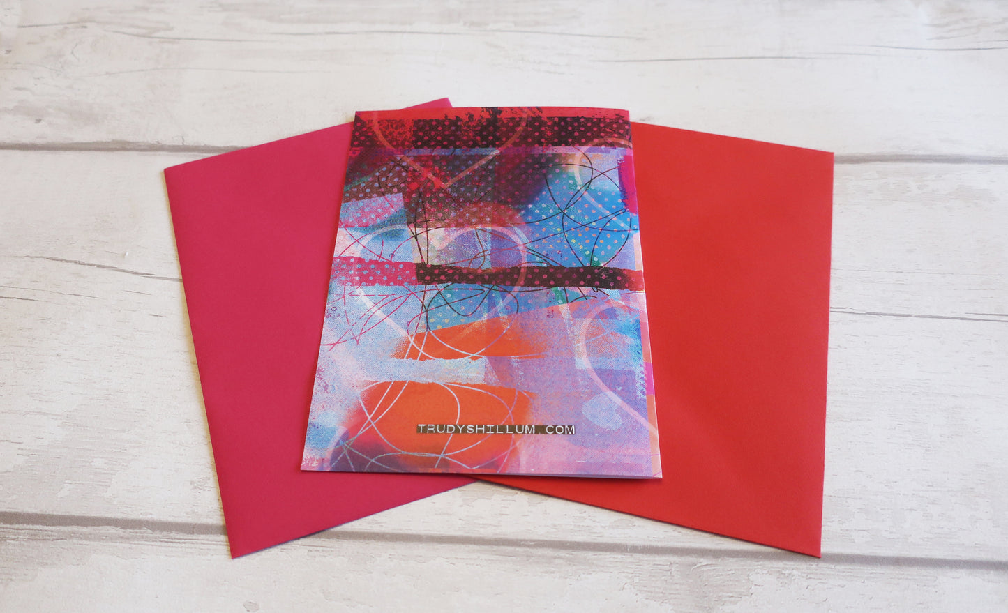 Unique love card, Pink and Red Abstract Heart, Bold Contemporary Paper