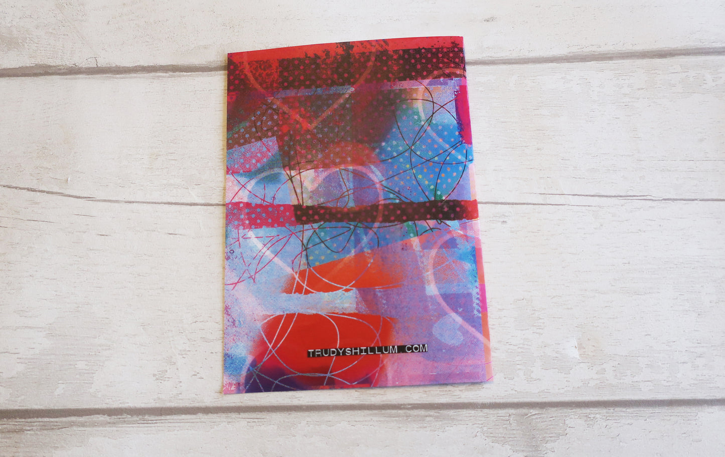 Unique love card, Pink and Red Abstract Heart, Bold Contemporary Paper