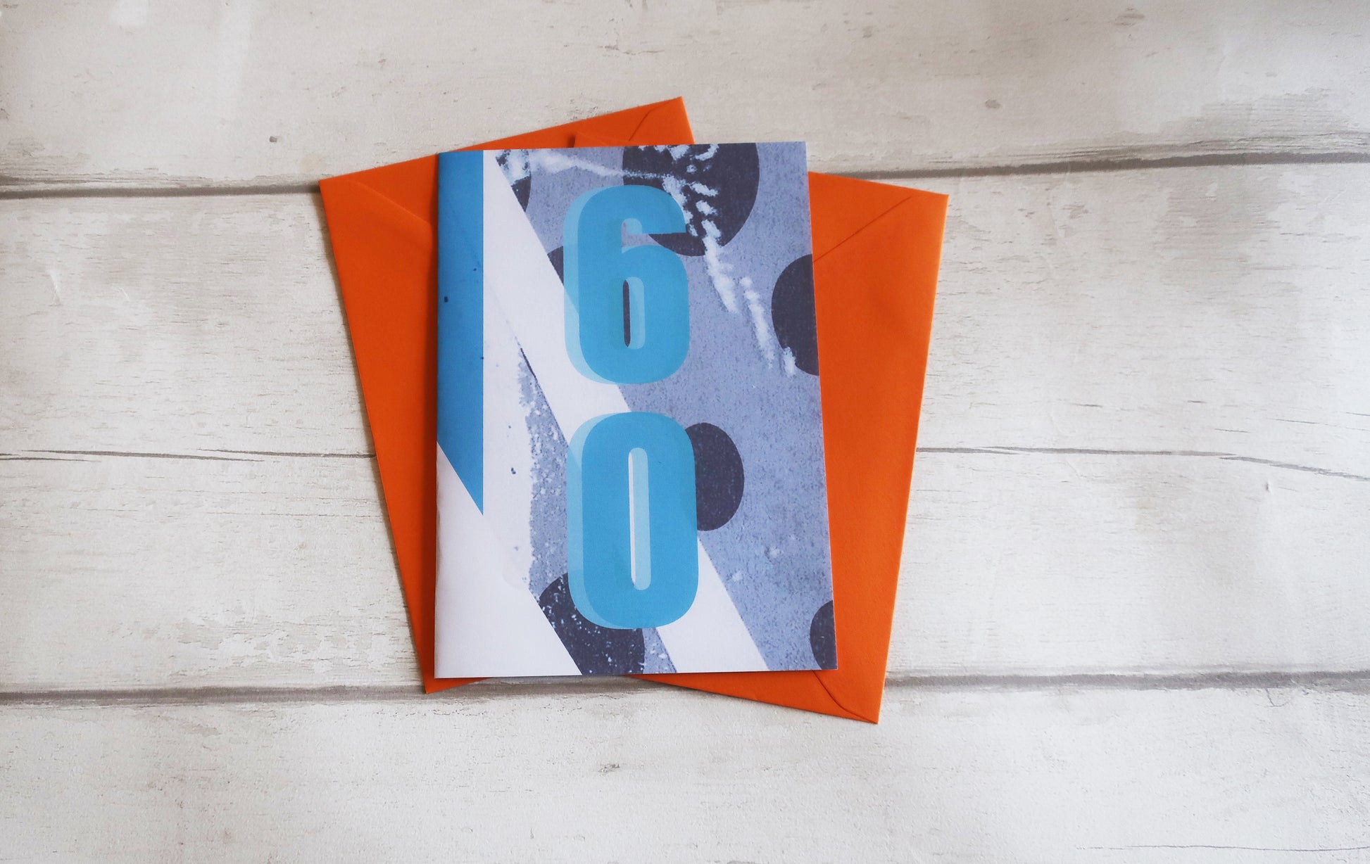 modern blue and white 60th birthday card