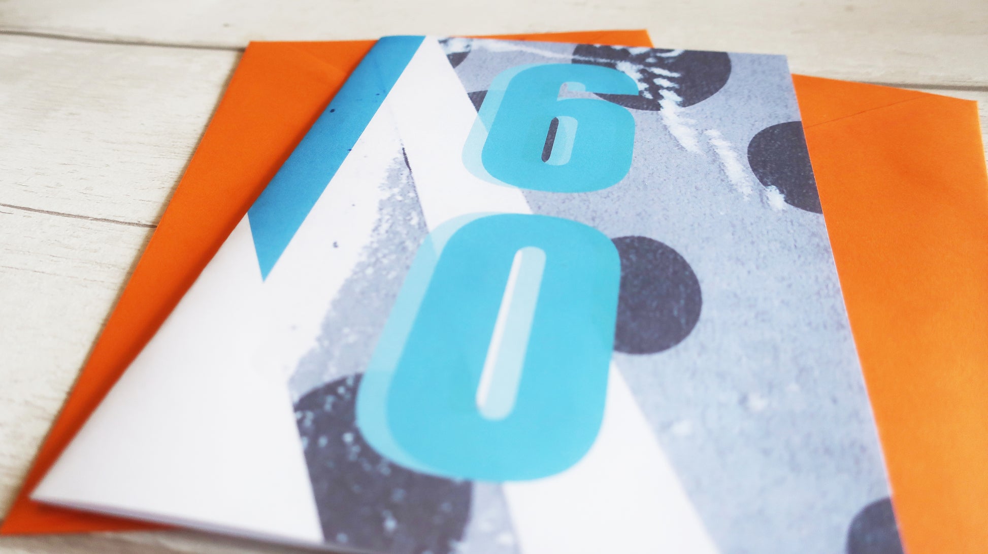 modern blue and white 60th birthday card