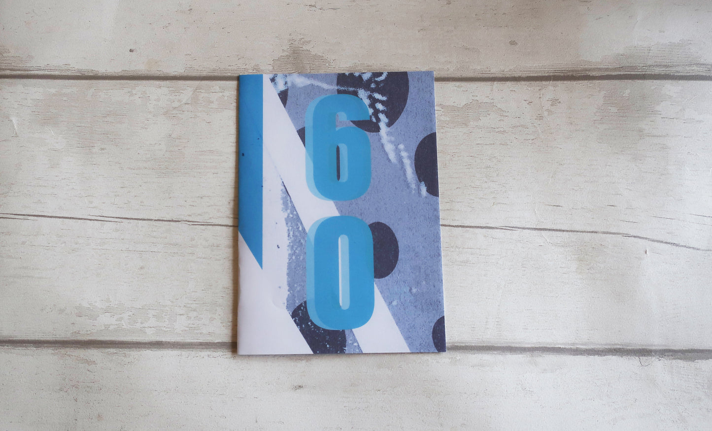 modern blue and white 60th birthday card