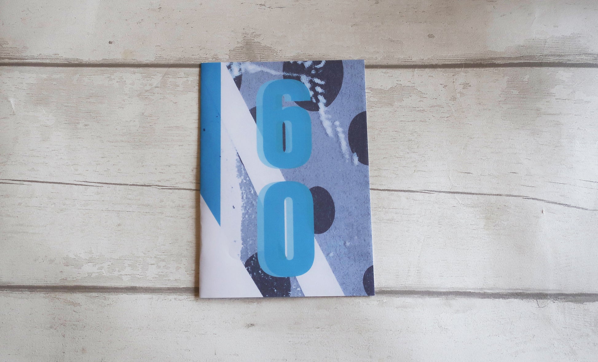 modern blue and white 60th birthday card