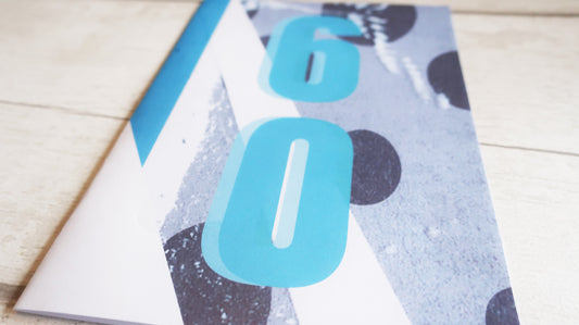 modern blue and white 60th birthday card