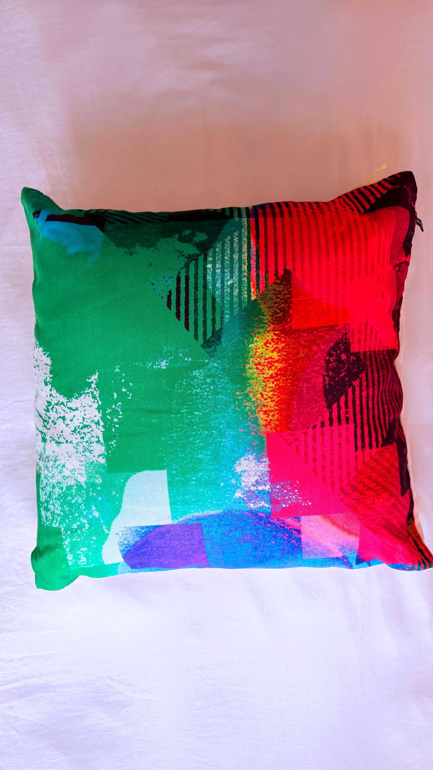 Colorful abstract pillow on a white background