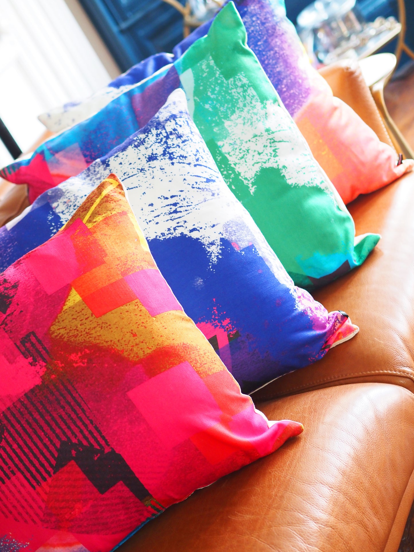 Linen Pillow Cover - Pink and Orange - 65x65cm