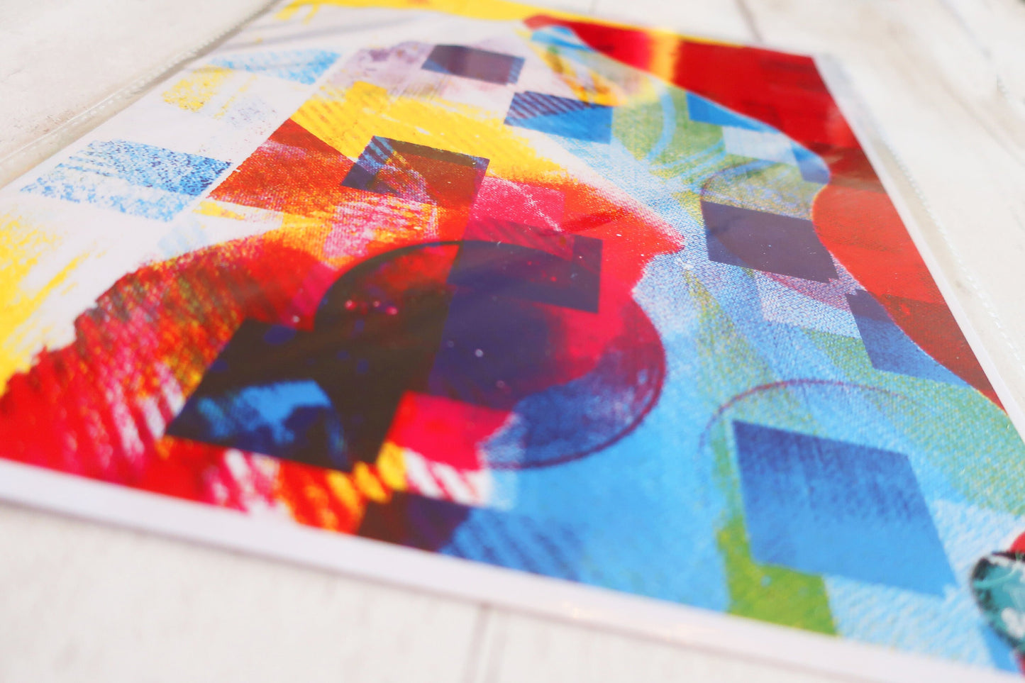 Colorful abstract art on a white surface