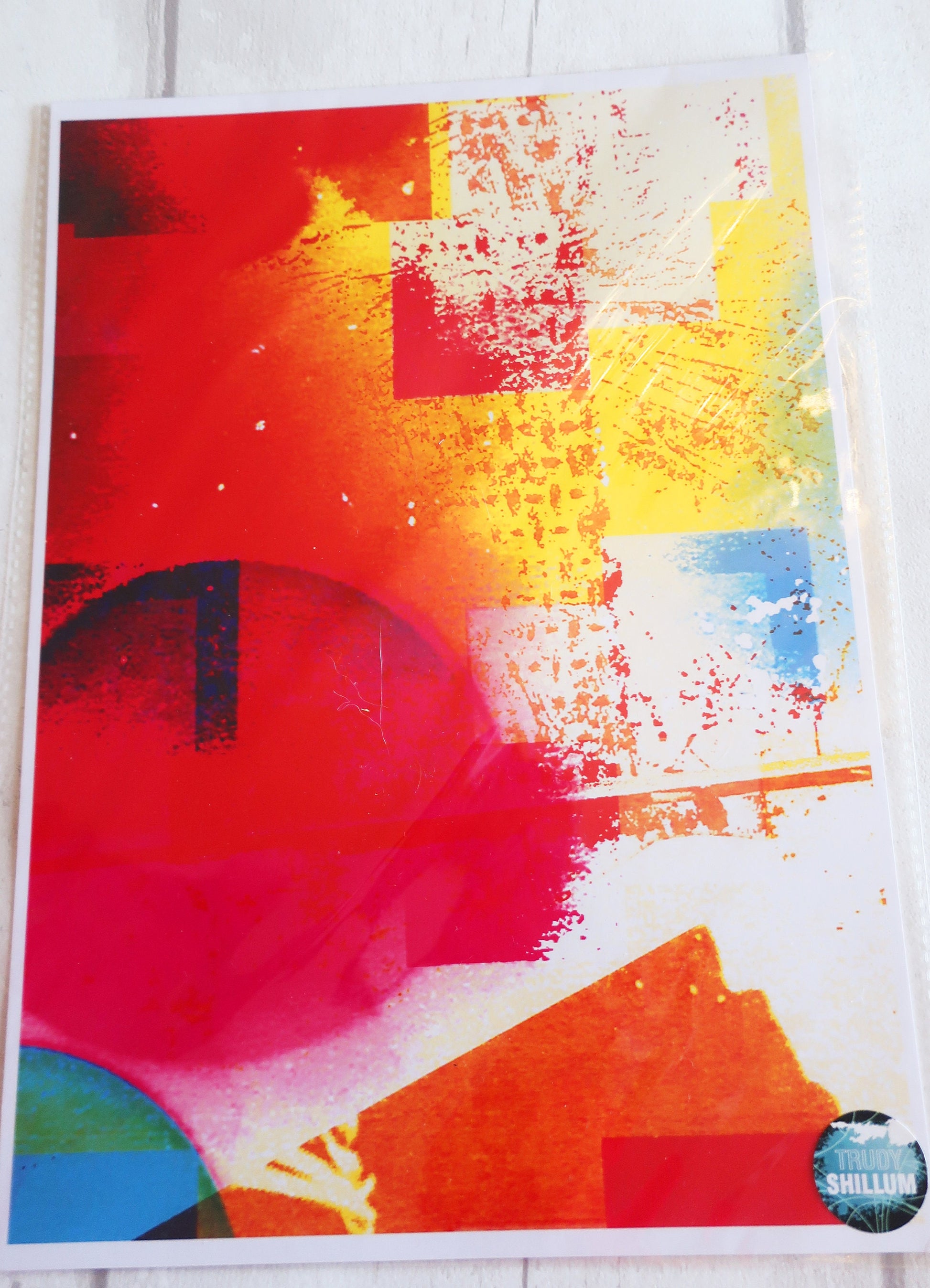 Colorful abstract art print on a white background