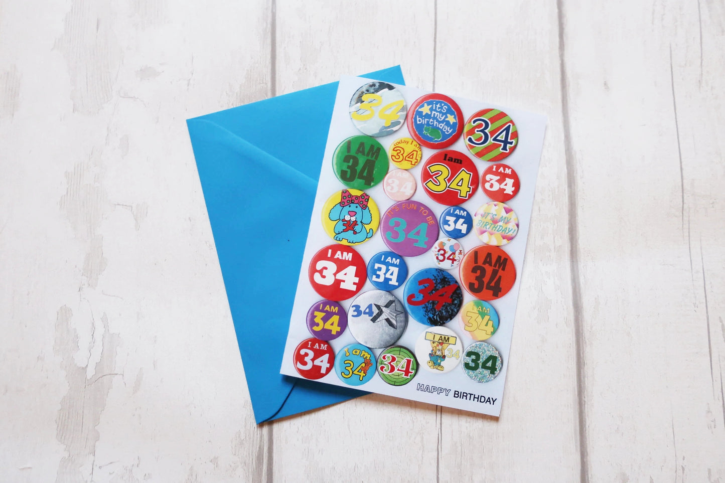 Custom Age Vintage Birthday Badge Personalised Card, Any age added