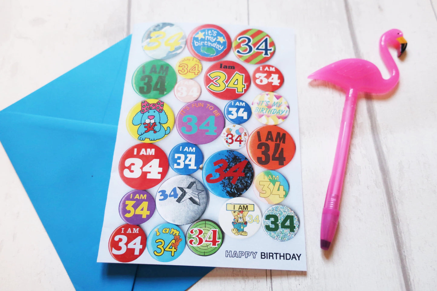 Custom Age Vintage Birthday Badge Personalised Card, Any age added