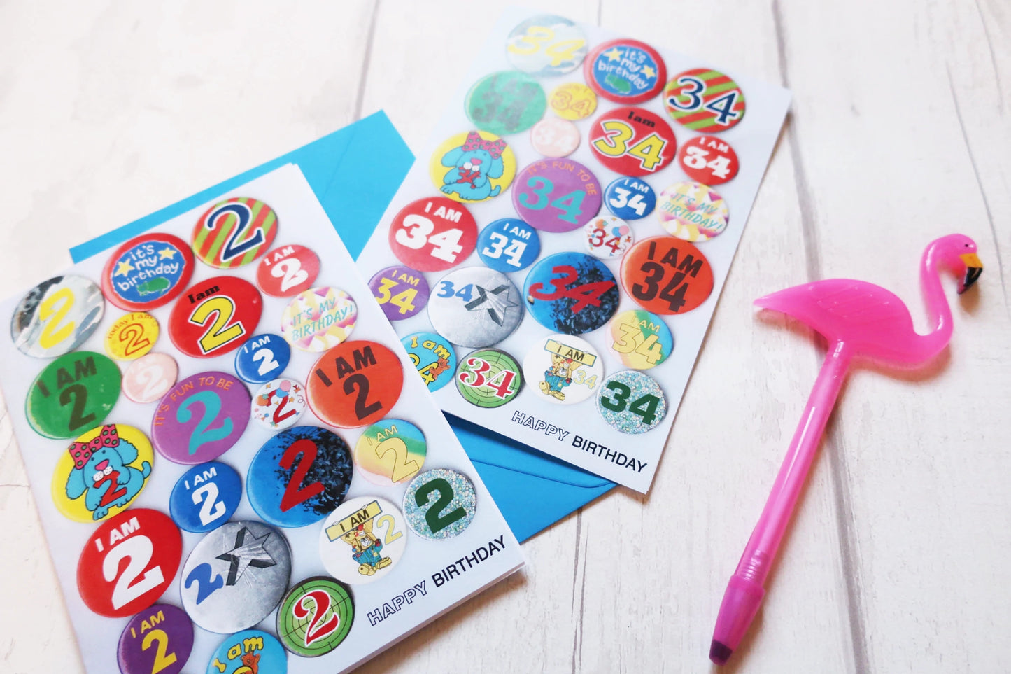 Custom Age Vintage Birthday Badge Personalised Card, Any age added