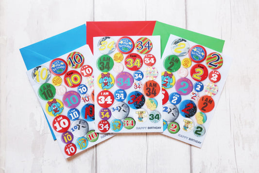 Custom Age Vintage Birthday Badge Personalised Card, Any age added