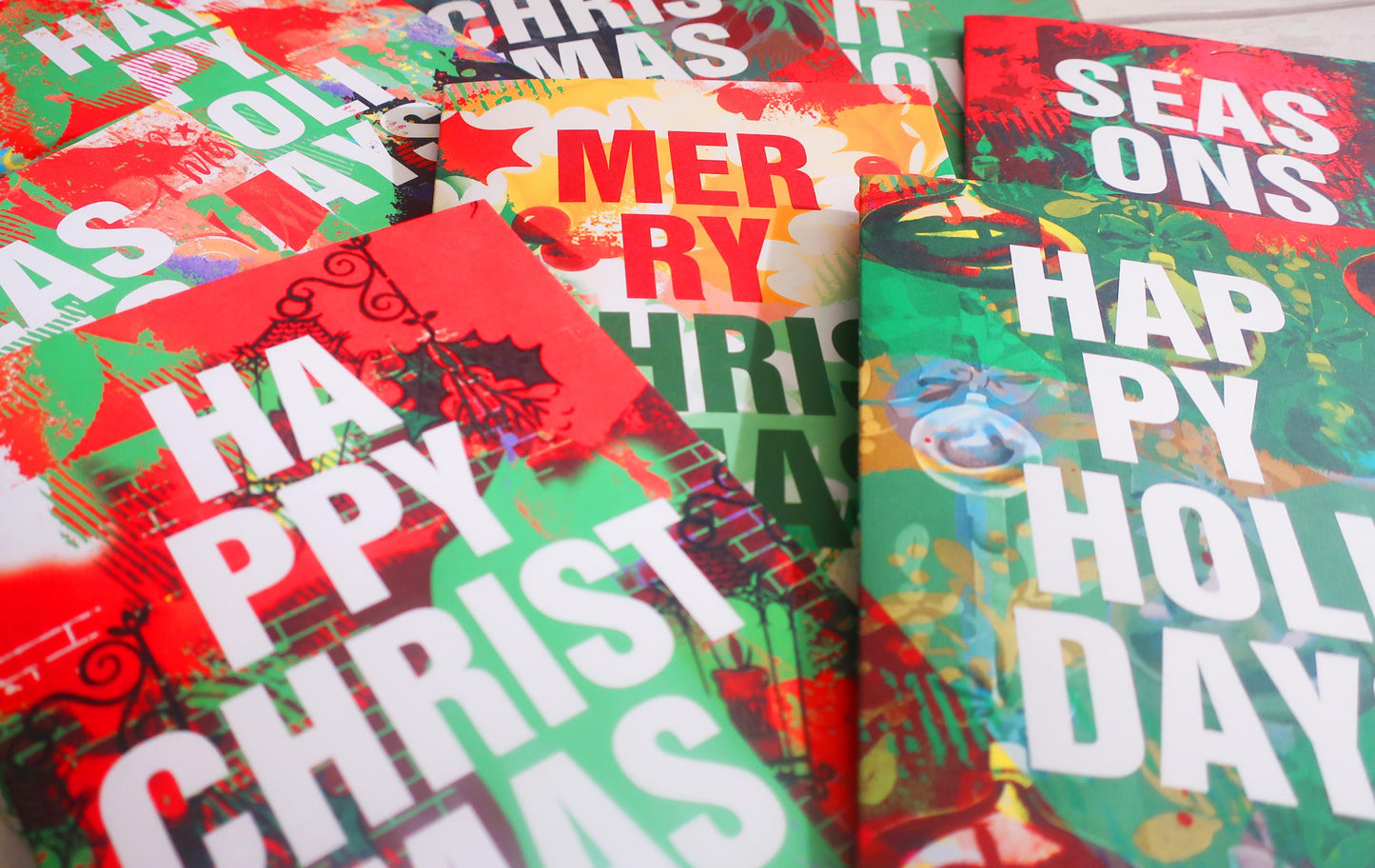 8 Christmas cards holiday bundle, greetings card pack