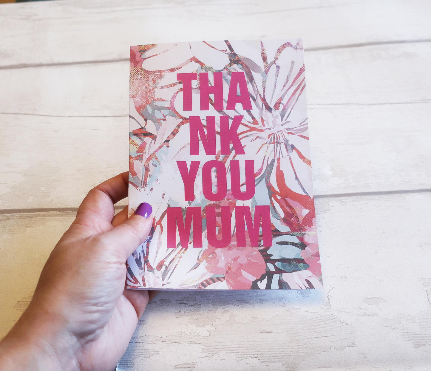 Mum birthday card, Bright Floral Mothers Day Card with Envelope