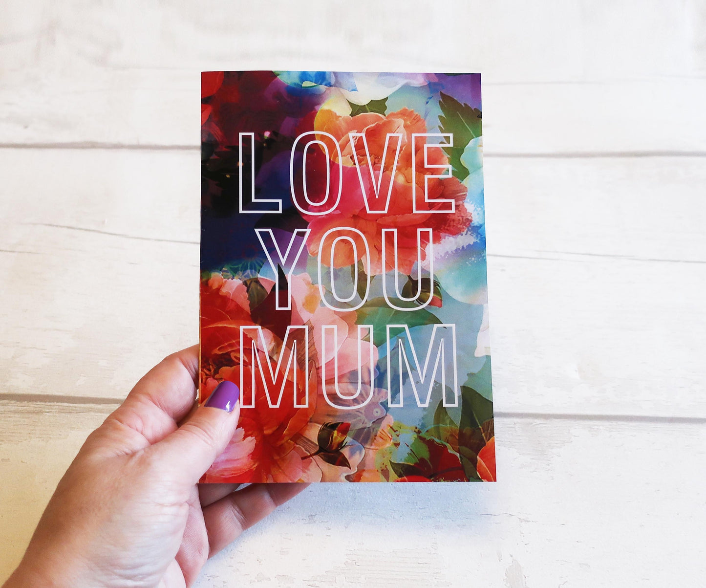 Mum Birthday Gift card, Bright Floral Modern Flowers Mothers Day Card