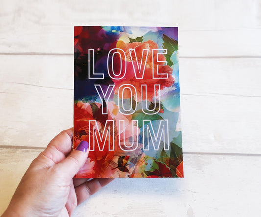 Mum Birthday Gift card, Bright Floral Modern Flowers Mothers Day Card