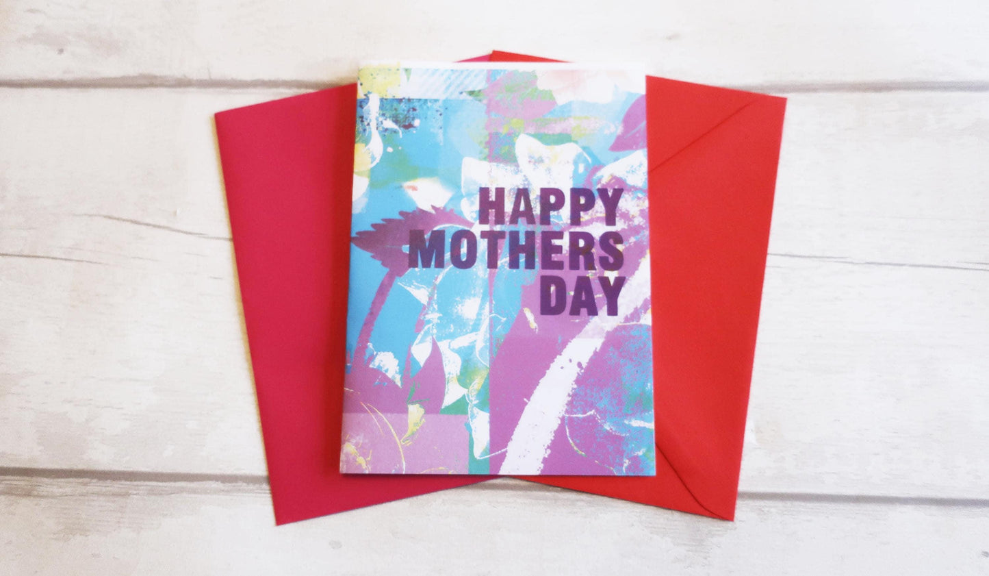 Modern Purple Mothers Day Card, Floral Card for Mum
