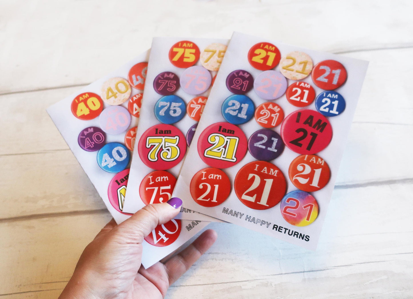 Custom Age Birthday Card: Vintage Badge, Personalised, Retro Style