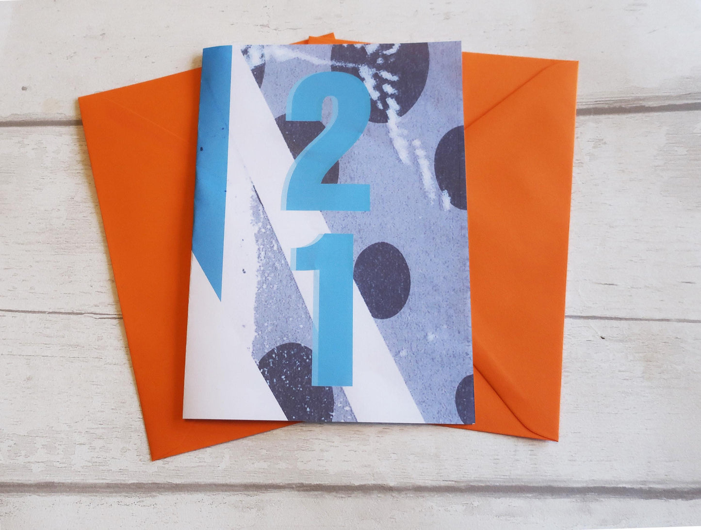 Graphic 21st Birthday Card, Geometric, Modern Distressed Graphic