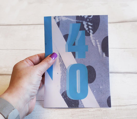 Happy 40th Card, Vibrant Bold Graphic Design, Milestone Greeting