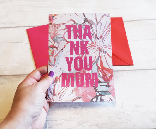 Mum birthday card, Bright Floral Mothers Day Card with Envelope
