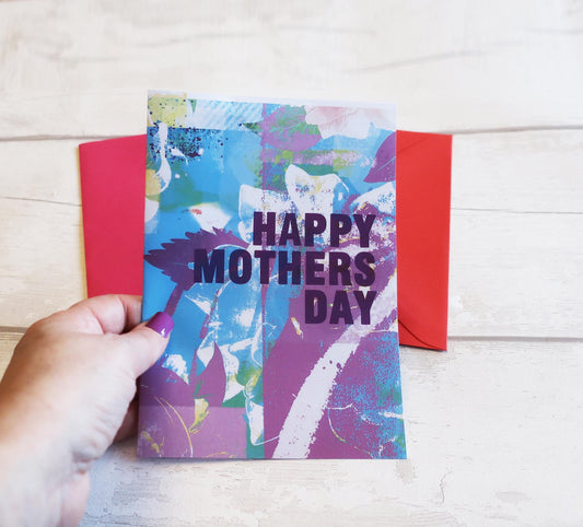 Modern Purple Mothers Day Card, Floral Card for Mum