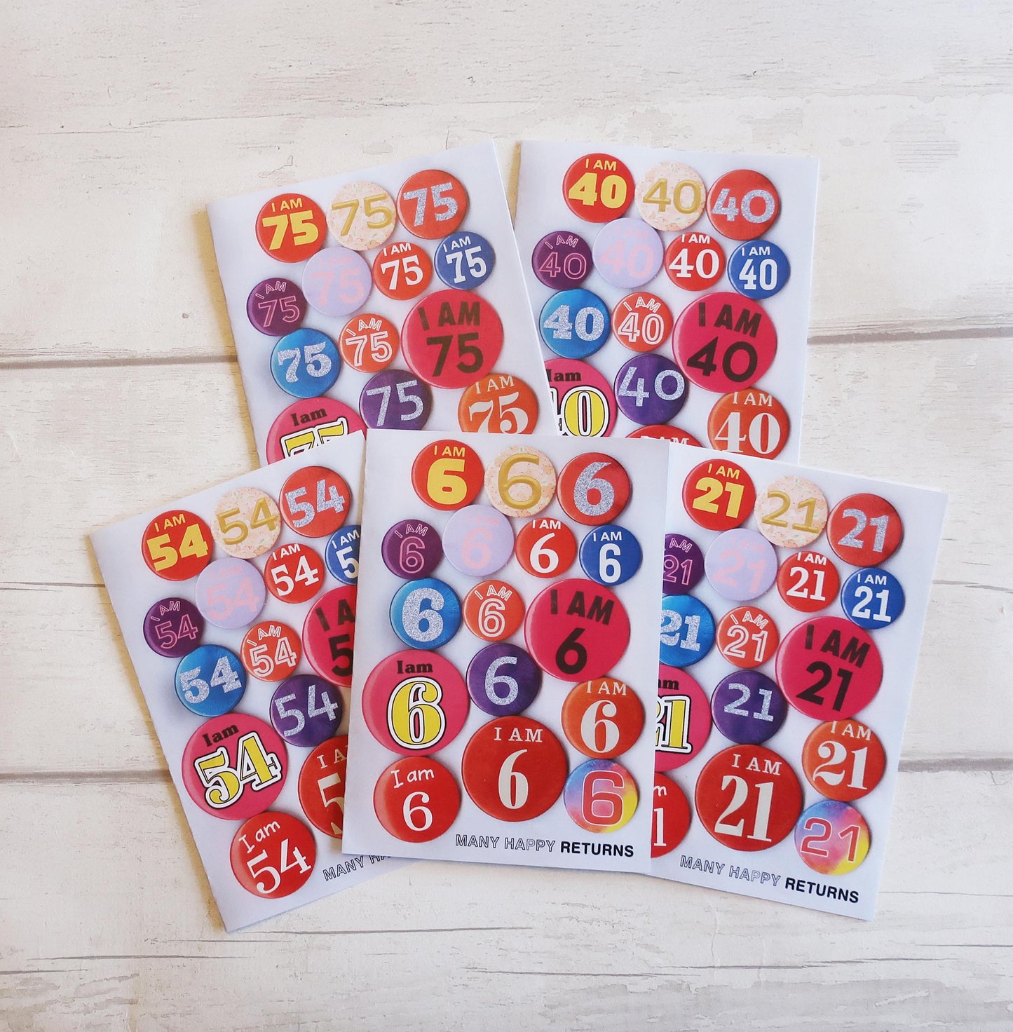 Custom Age Birthday Card: Vintage Badge, Personalised, Retro Style