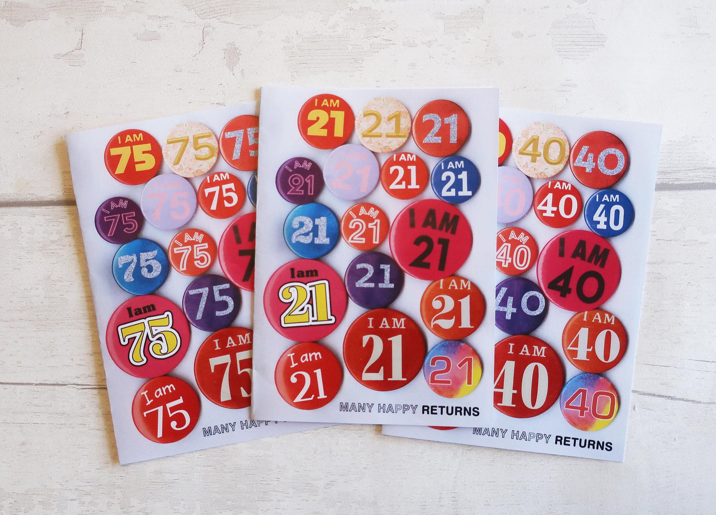 Custom Age Birthday Card: Vintage Badge, Personalised, Retro Style