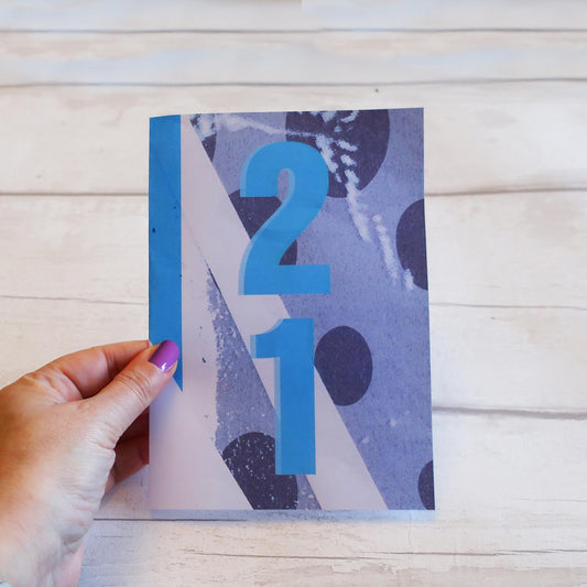 Graphic 21st Birthday Card, Geometric, Modern Distressed Graphic