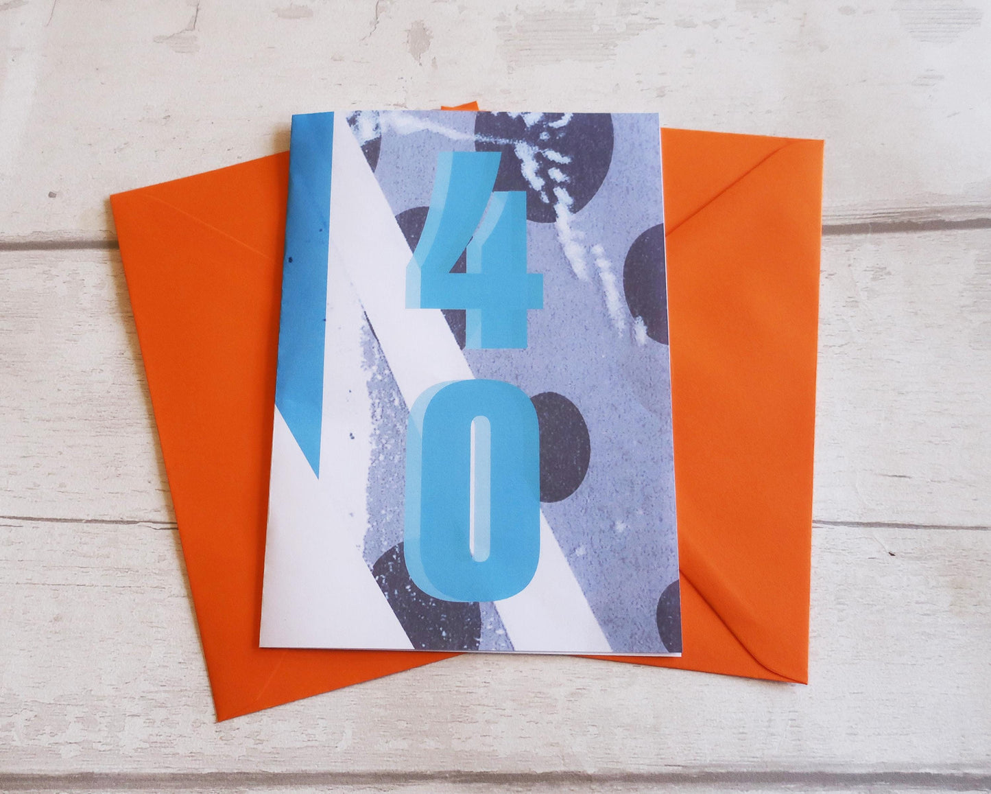 Happy 40th Card, Vibrant Bold Graphic Design, Milestone Greeting