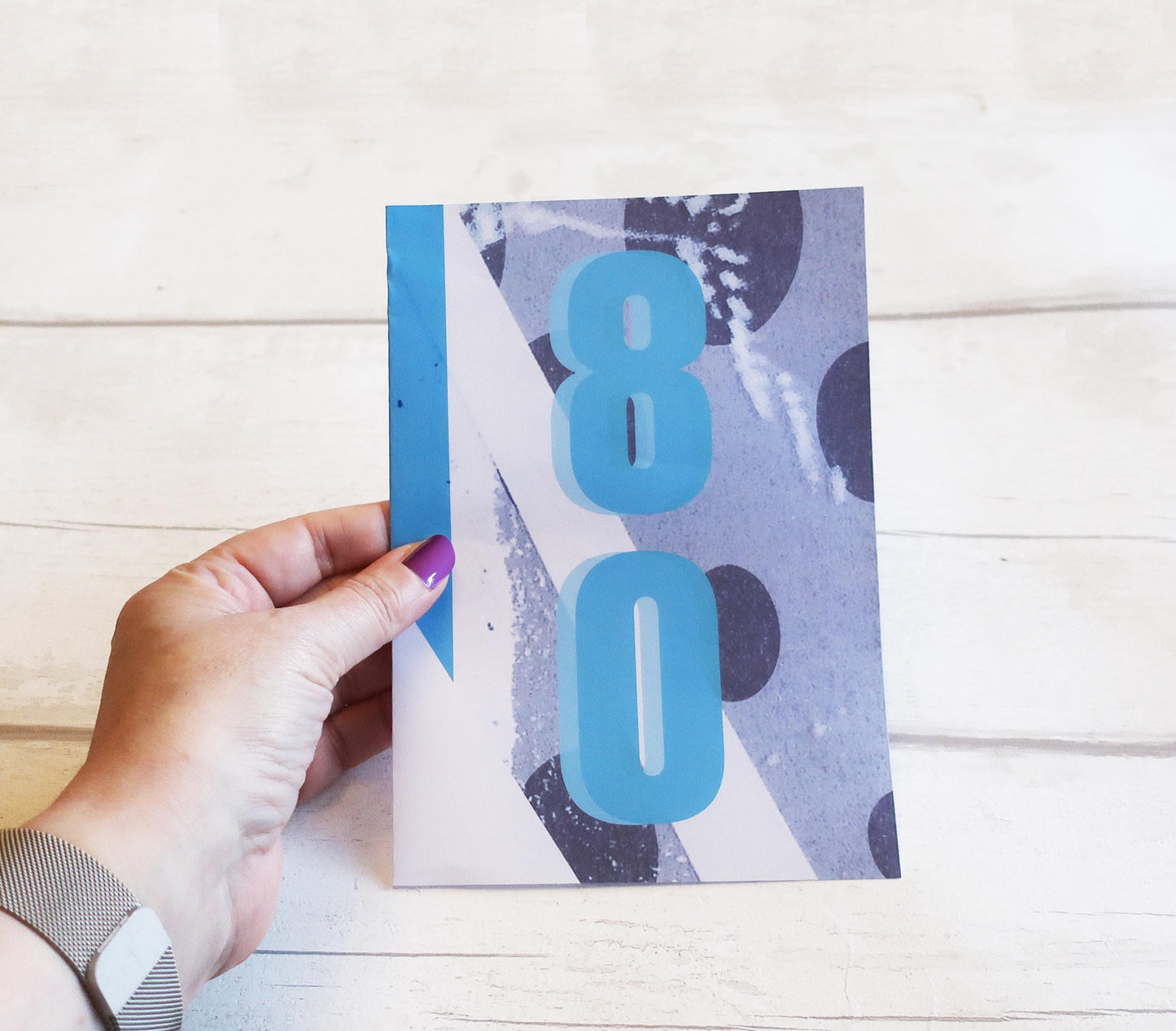 Modern 80th card: Minimalist Bold Graphic Birthday Card