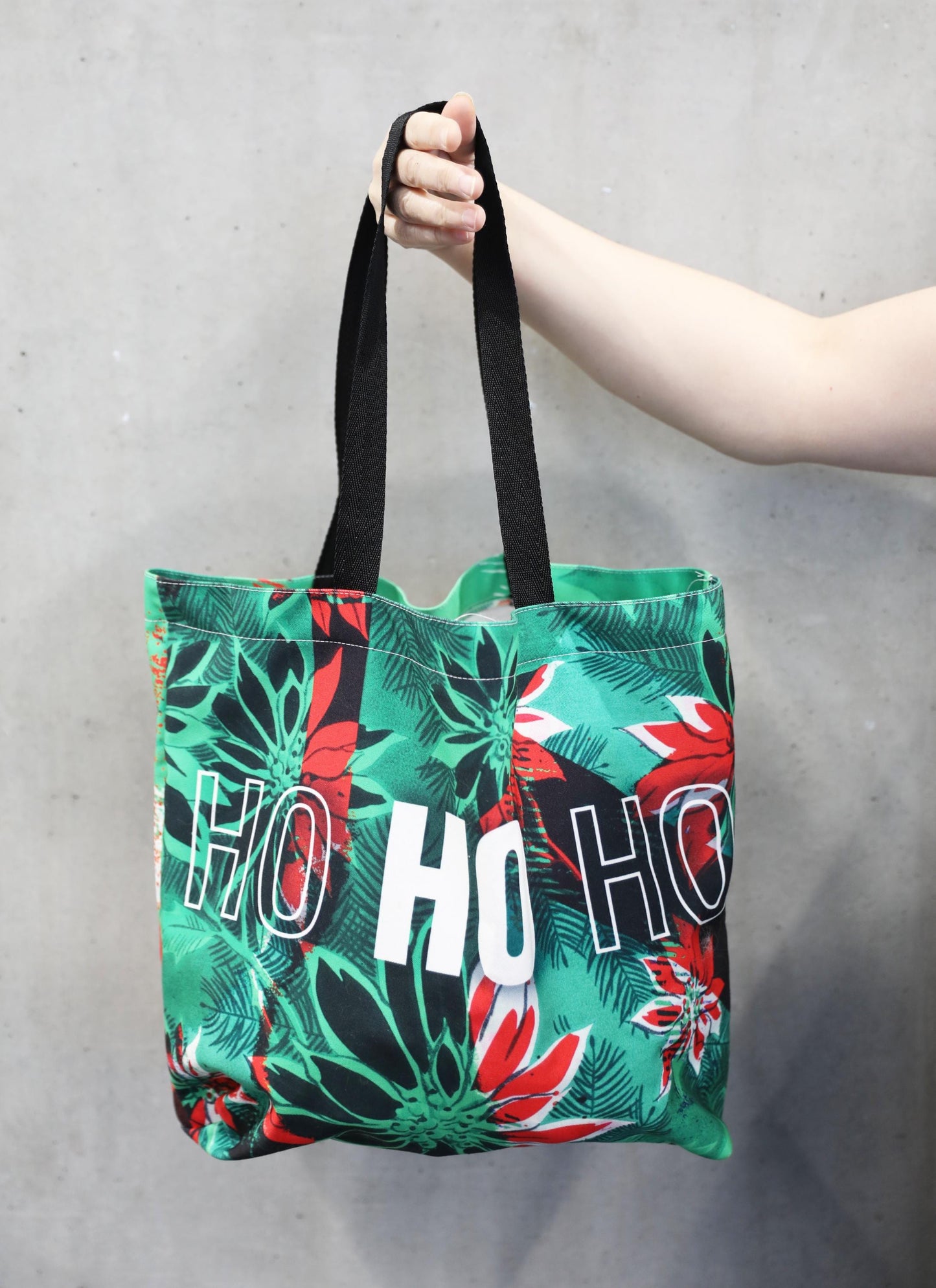 Retro 'Ho Ho' Holiday Tote Bag: Reusable Canvas Christmas Shopper